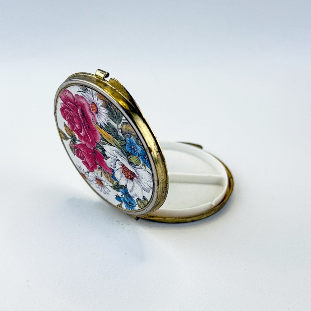Vintage Brass Floral Pill Box